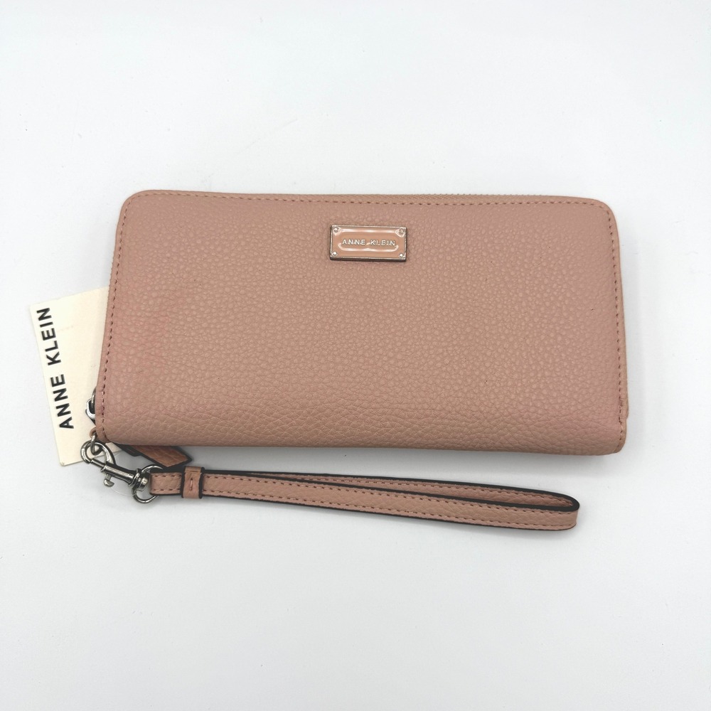NWT Anne Klein Slim Zip Around Wristlet Accordion Wallet Blush Pink Gift for Her